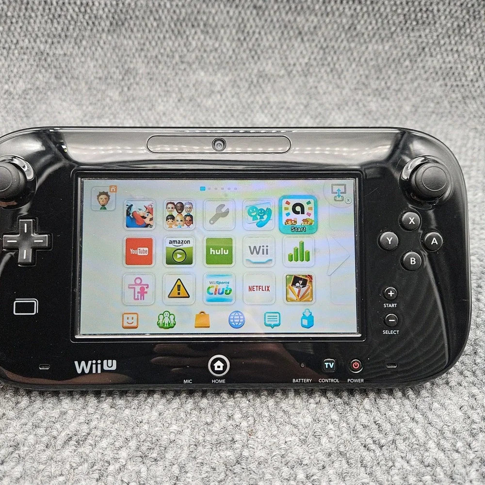 Nintendo Wii U GamePad Black WUP-010 Controller Gaming Power Cord (Tested Works)